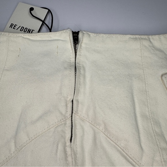 Re/Done Denim women’s Vintage white skirt sz 24 studs 90’s YTK Festival biker - Picture 4 of 11